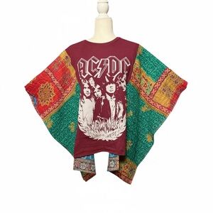 AC/DC Upcycled Kantha Tunic Handcrafted NWT one size fits most